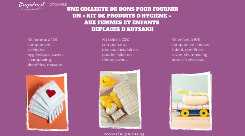 Distribution des kits de produits d'hygiène pour femmes et enfants