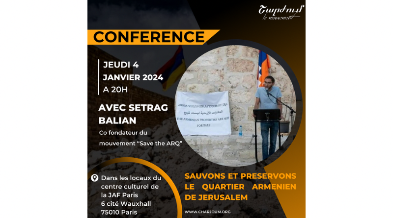 Conférence à Paris sur le quartier arménien de Jérusalem