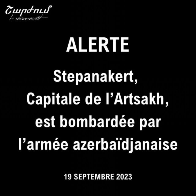 Actuellement, Stepanakert, capitale de l’Artsakh, est bombardée par l’armée azerbaïdjanaise #resistance 
#դիմադրություն